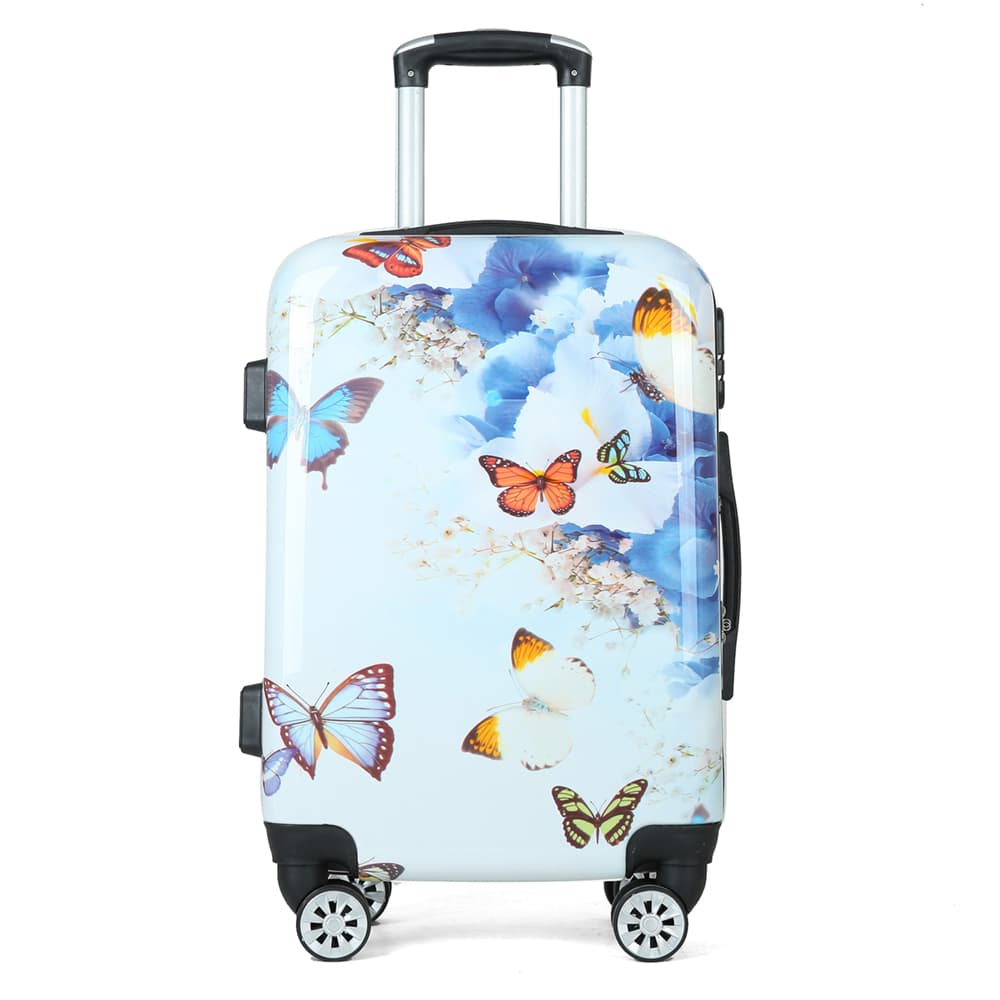 Fashion hard shell butterfly design luggage set - a stylish and durable travel suitcase with a telescopic handle