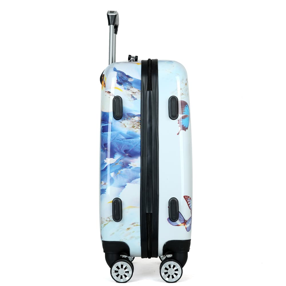 Fashion hard shell butterfly design luggage set – a stylish and durable travel suitcase with a telescopic handle