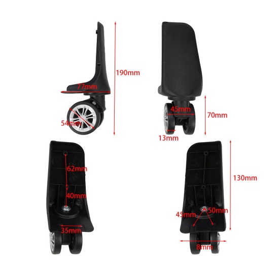 China Factory High Quality Suitcase Wheels Lightweight Removable Wheels