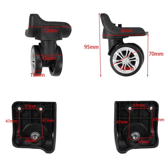 China Factory High Quality Suitcase Wheels Lightweight Removable Wheels