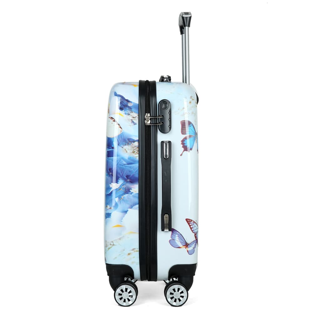 Fashion hard shell butterfly design luggage set – a stylish and durable travel suitcase with a telescopic handle