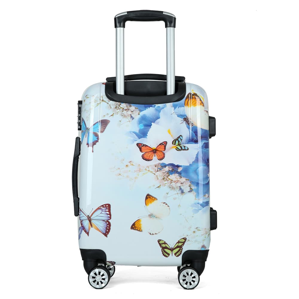 Fashion hard shell butterfly design luggage set – a stylish and durable travel suitcase with a telescopic handle