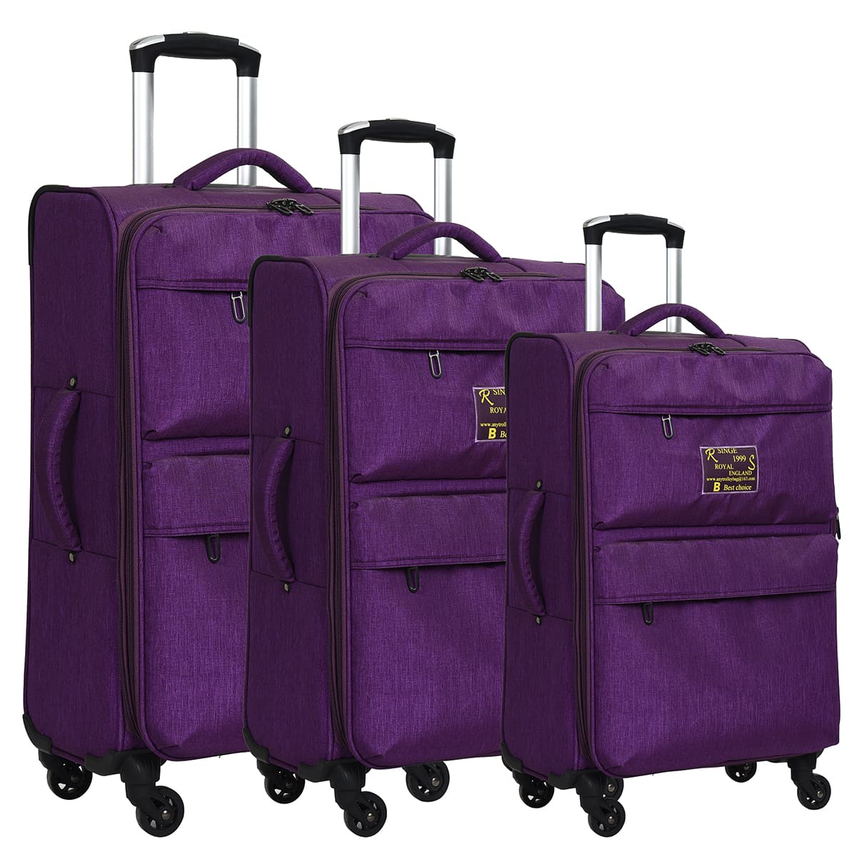 China Factory Carry On Luggage Spinner Wheels Fabric Suitcase Set Custom Logo
