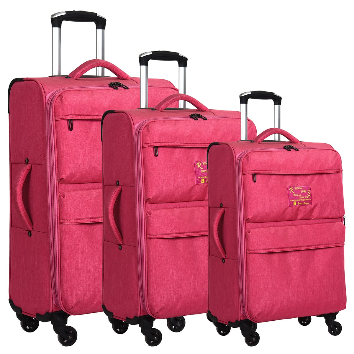 China Factory Carry On Luggage Spinner Wheels Fabric Suitcase Set Custom Logo