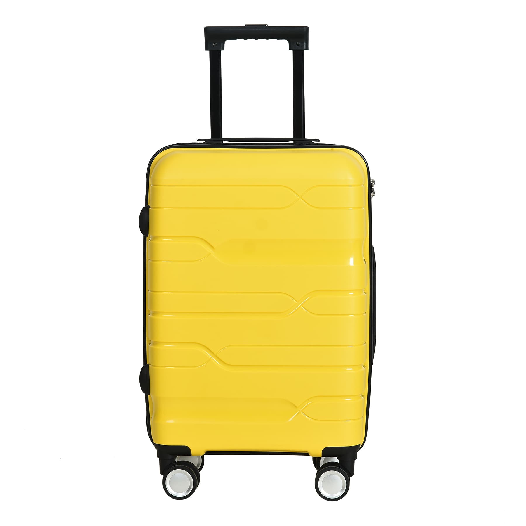 Yellow hard shell PP luggage set -20/24/28 inch swivel wheel suitcase, lightweight and durable