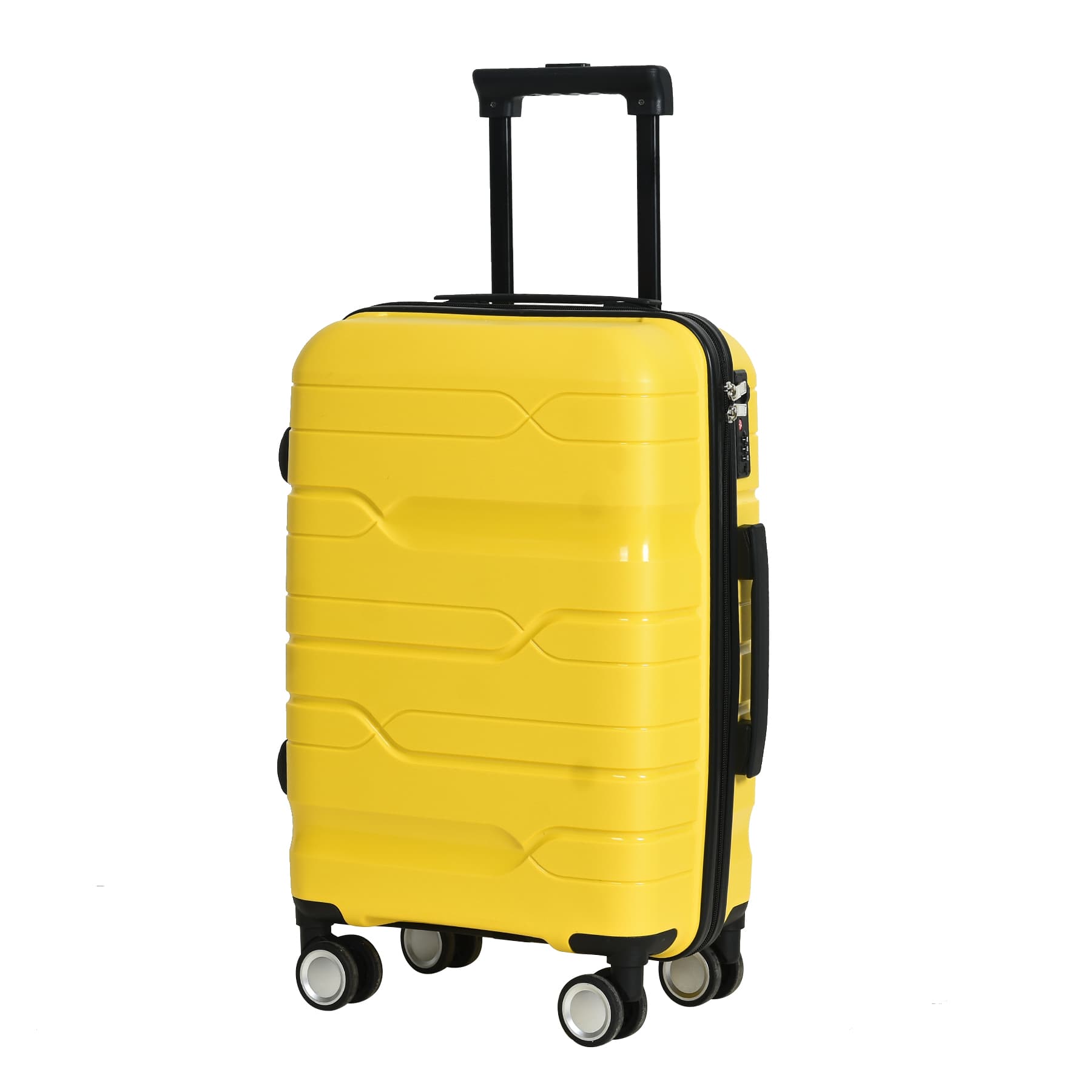 Yellow hard shell PP luggage set -20/24/28 inch swivel wheel suitcase, lightweight and durable