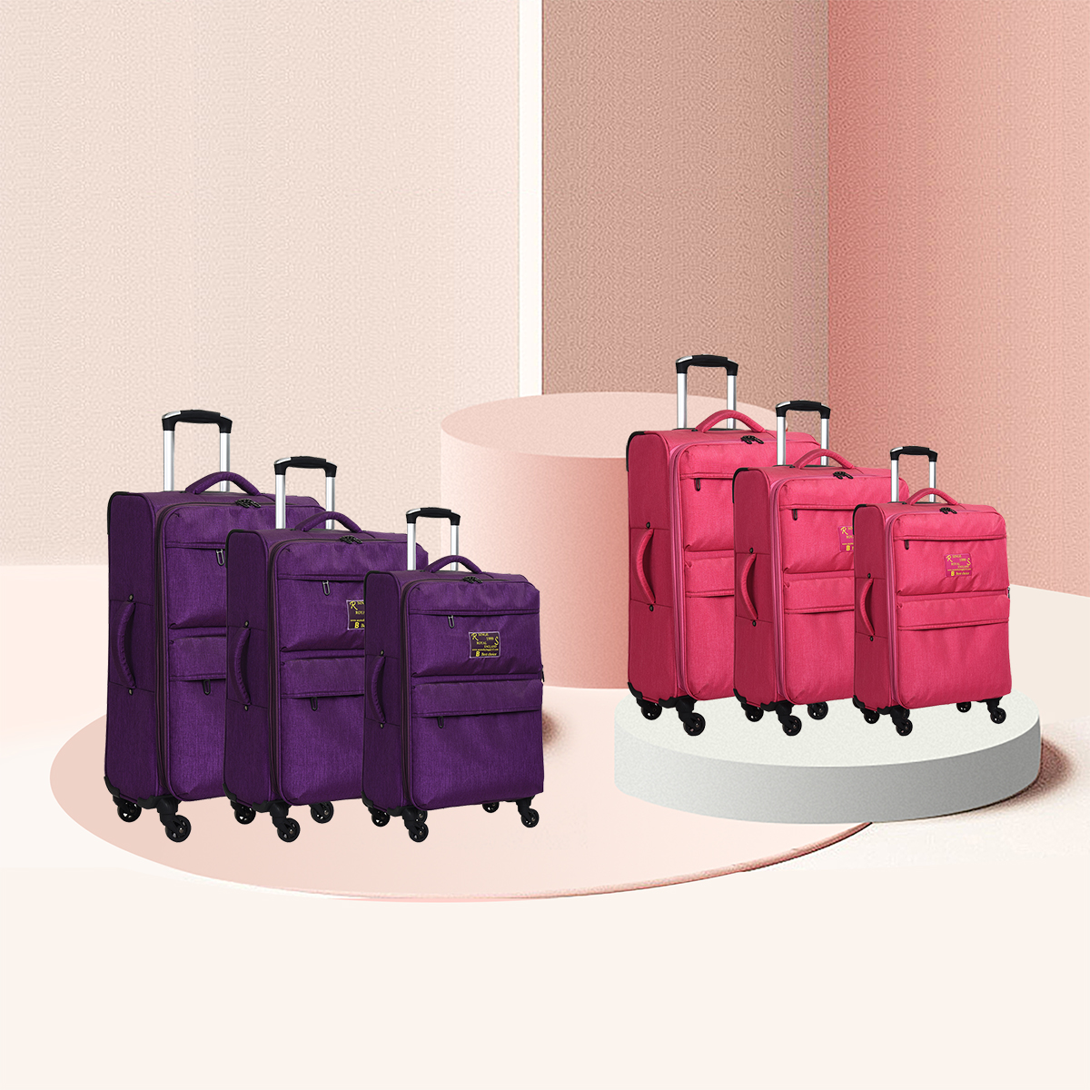 China Factory Carry On Luggage Spinner Wheels Fabric Suitcase Set Custom Logo