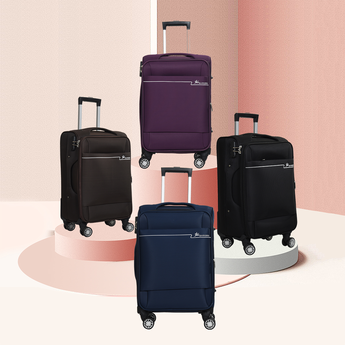 China Factory Trolley Bag Luggage Set Oxford Fabric Light Weight Soft Suitcase