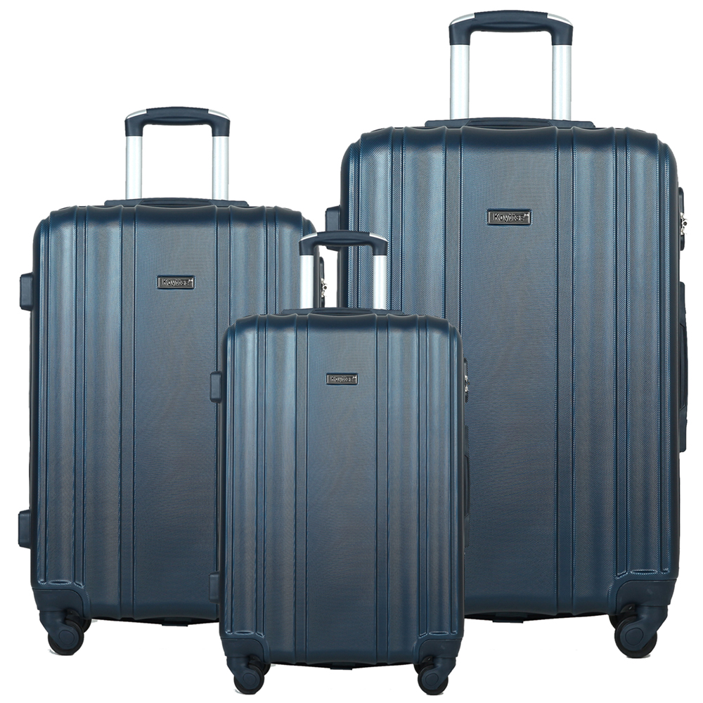 Customized Travel Luggage ABS Suitcase 3 Pieces Set Luggage With Makeup Case