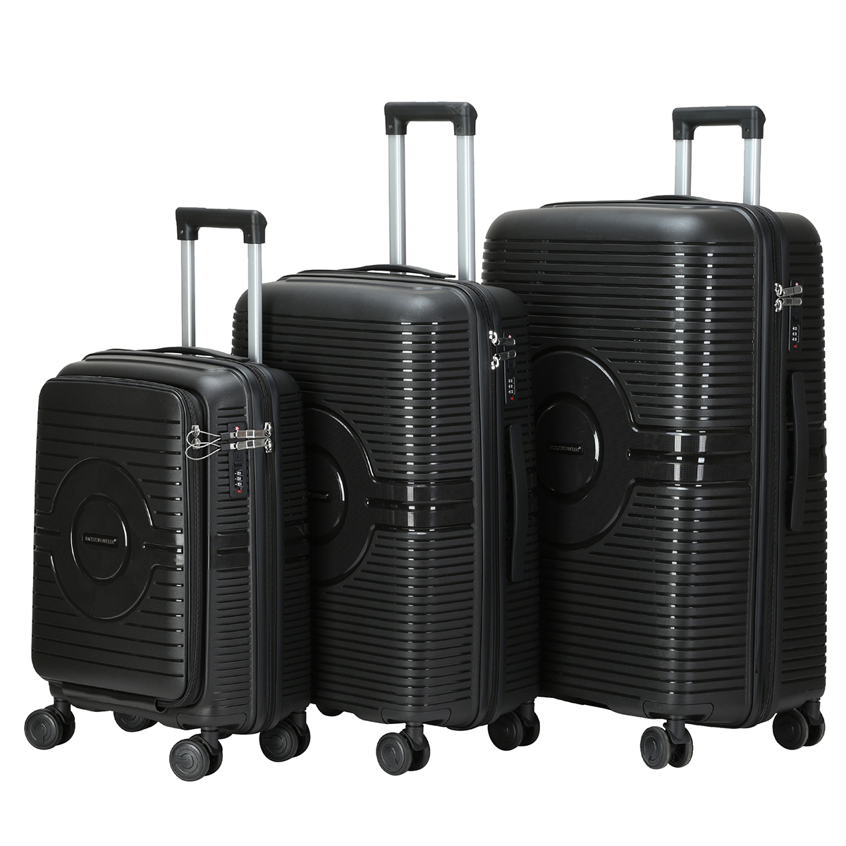 20”24”28” Pp Luggage Set With Front Opening Pocket And Computer Compartment Zipper Luggage Set