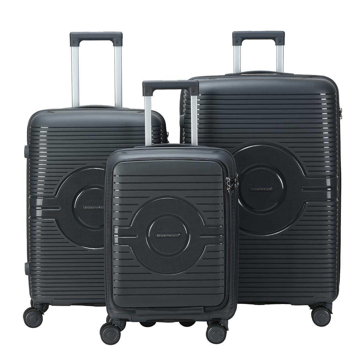 20”24”28” Pp Luggage Set With Front Opening Pocket And Computer Compartment Zipper Luggage Set