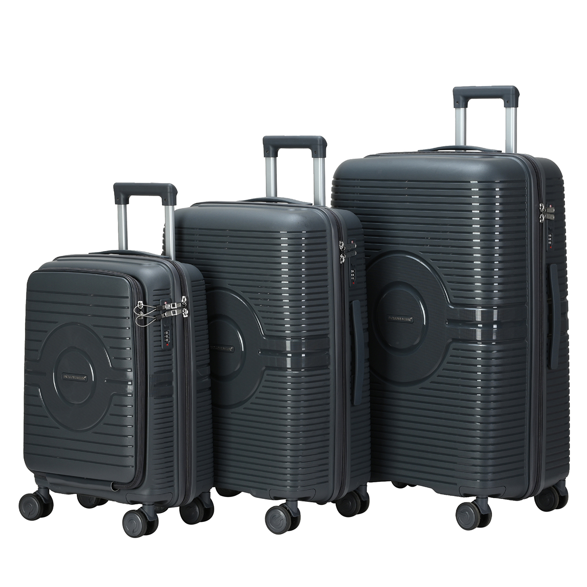 20”24”28” Pp Luggage Set With Front Opening Pocket And Computer Compartment Zipper Luggage Set