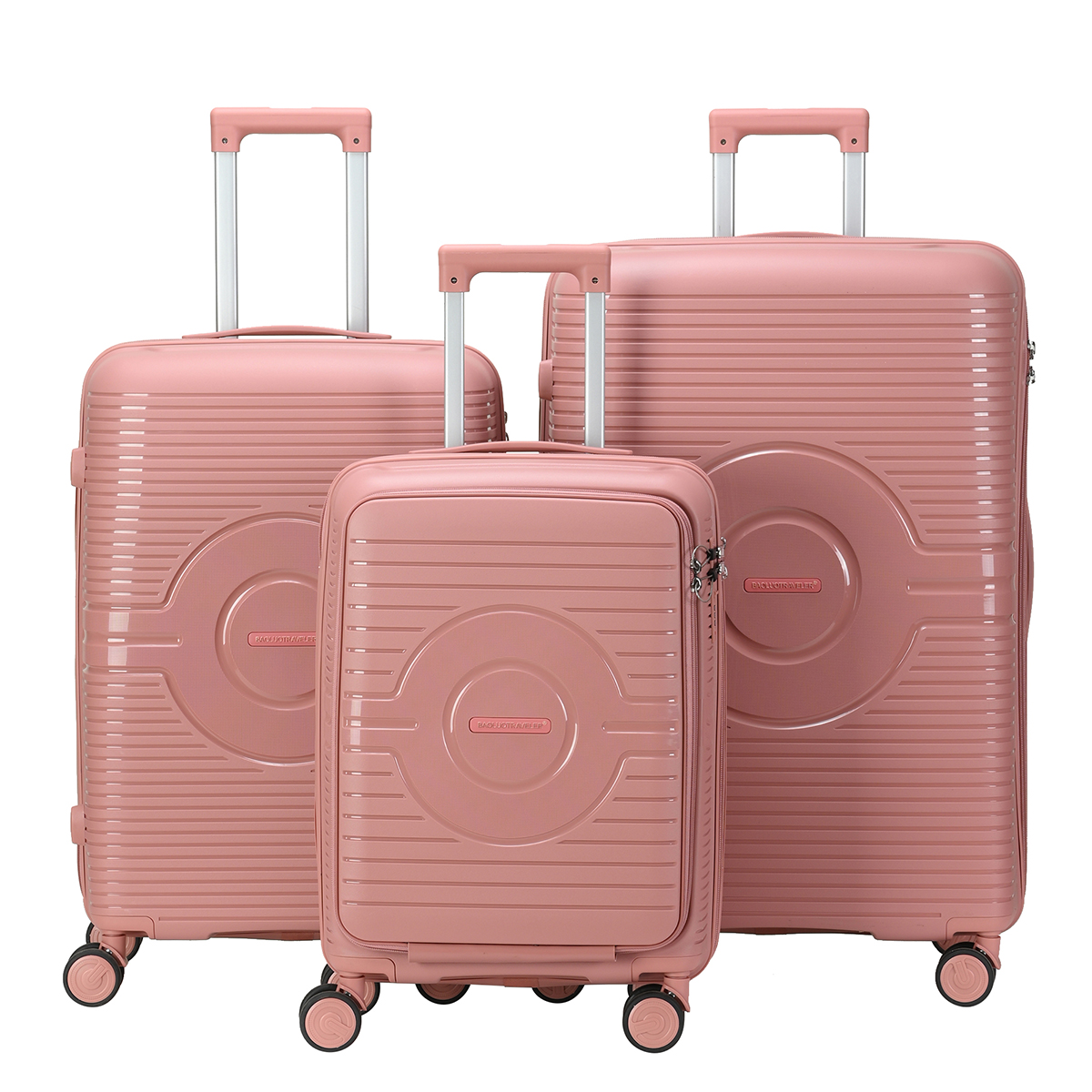 20”24”28” Pp Luggage Set With Front Opening Pocket And Computer Compartment Zipper Luggage Set