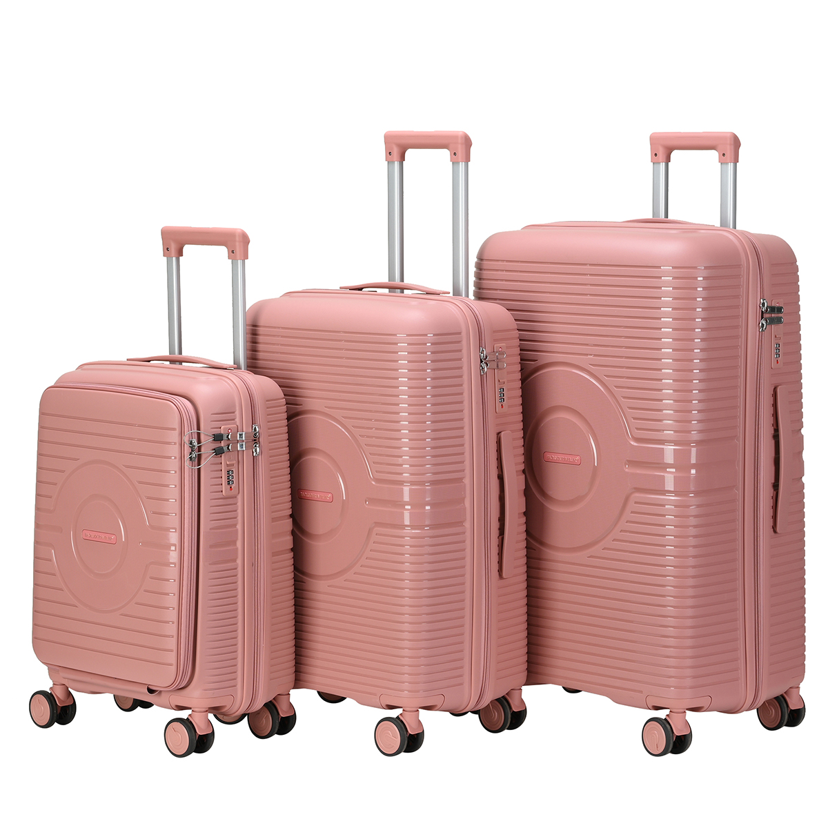 20”24”28” Pp Luggage Set With Front Opening Pocket And Computer Compartment Zipper Luggage Set