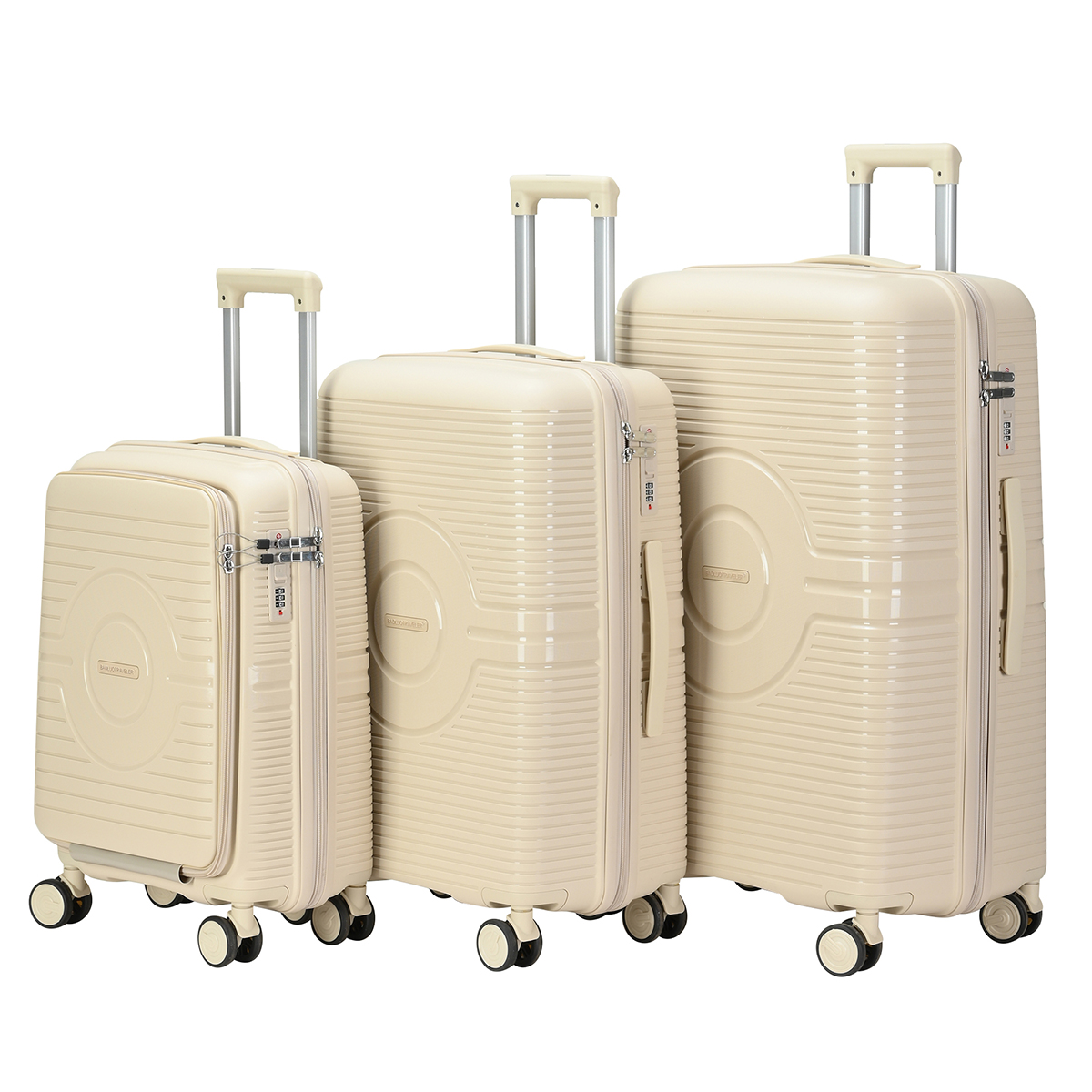 20”24”28” Pp Luggage Set With Front Opening Pocket And Computer Compartment Zipper Luggage Set