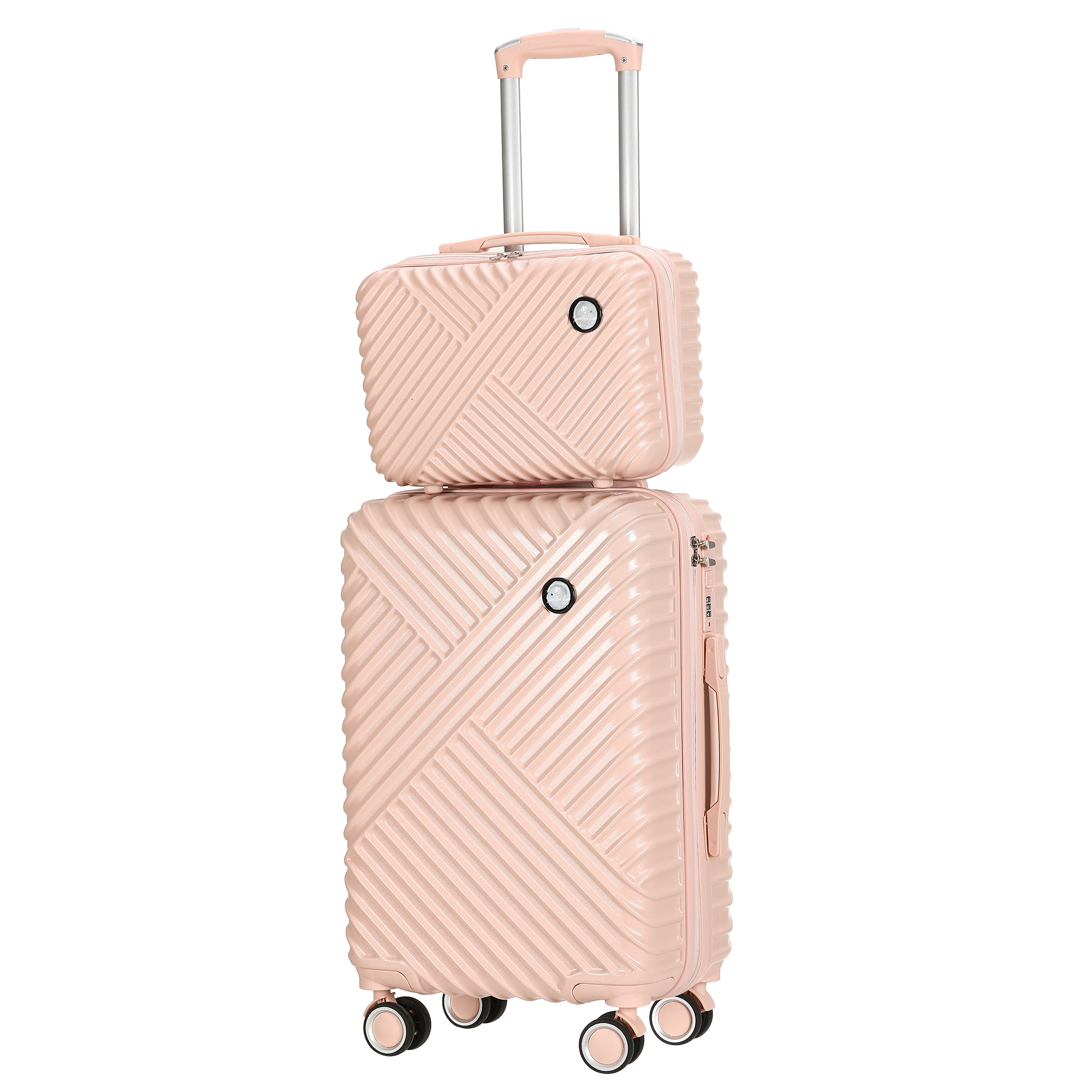 Portable black travel case with makeup bag | Advanced PC material | Password lock | Waterproof and scratch resistant | Suitable for business and vacation travel