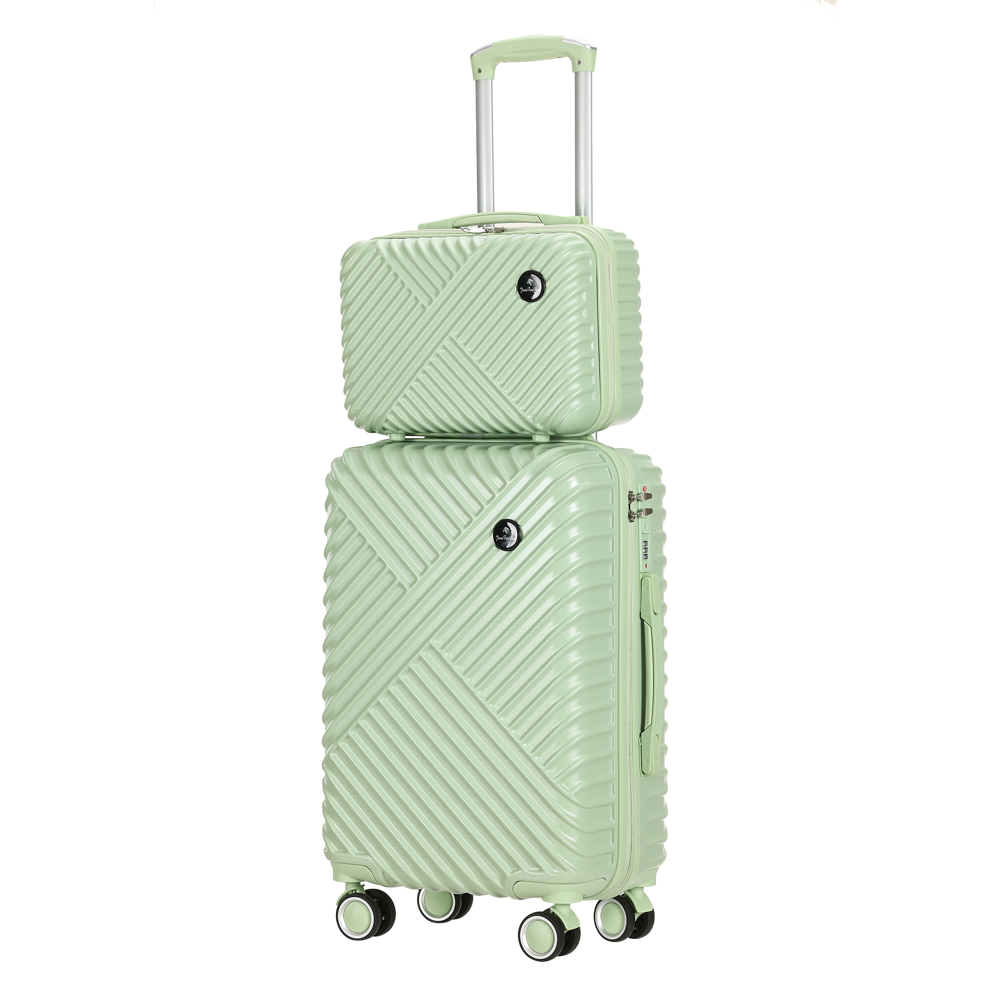 Portable black travel case with makeup bag | Advanced PC material | Password lock | Waterproof and scratch resistant | Suitable for business and vacation travel