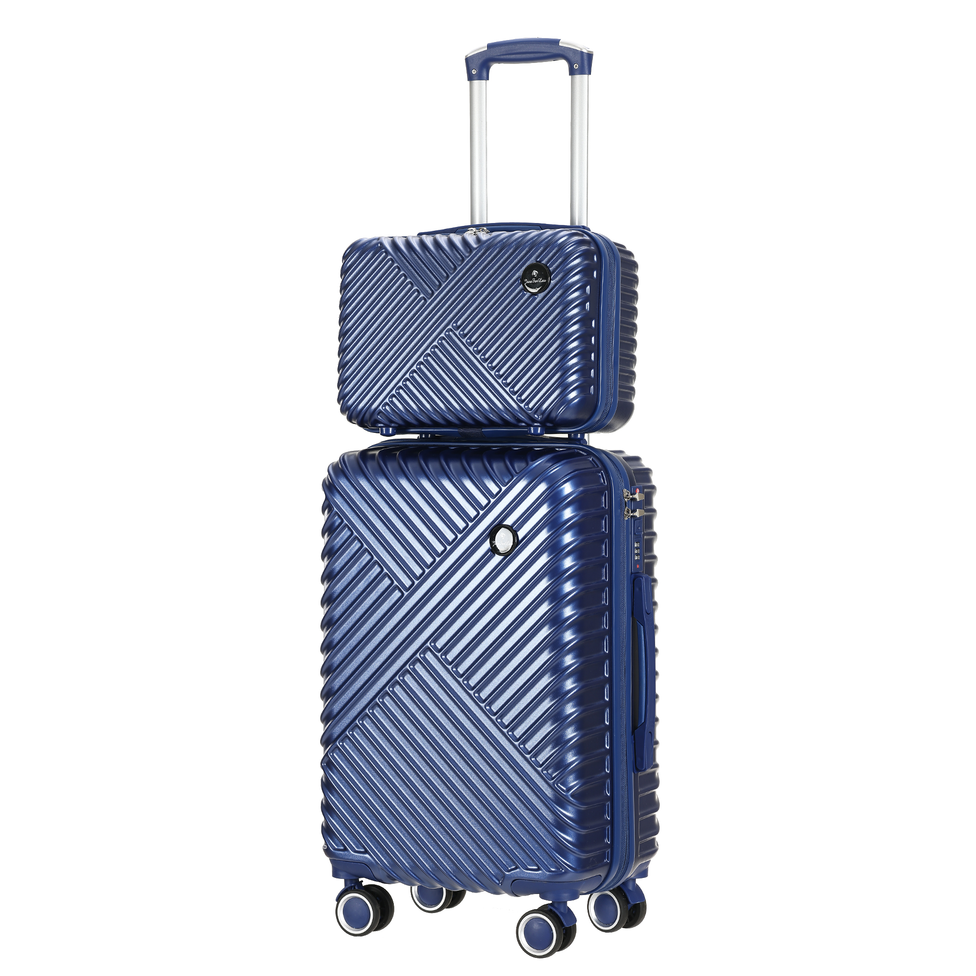 Portable black travel case with makeup bag | Advanced PC material | Password lock | Waterproof and scratch resistant | Suitable for business and vacation travel