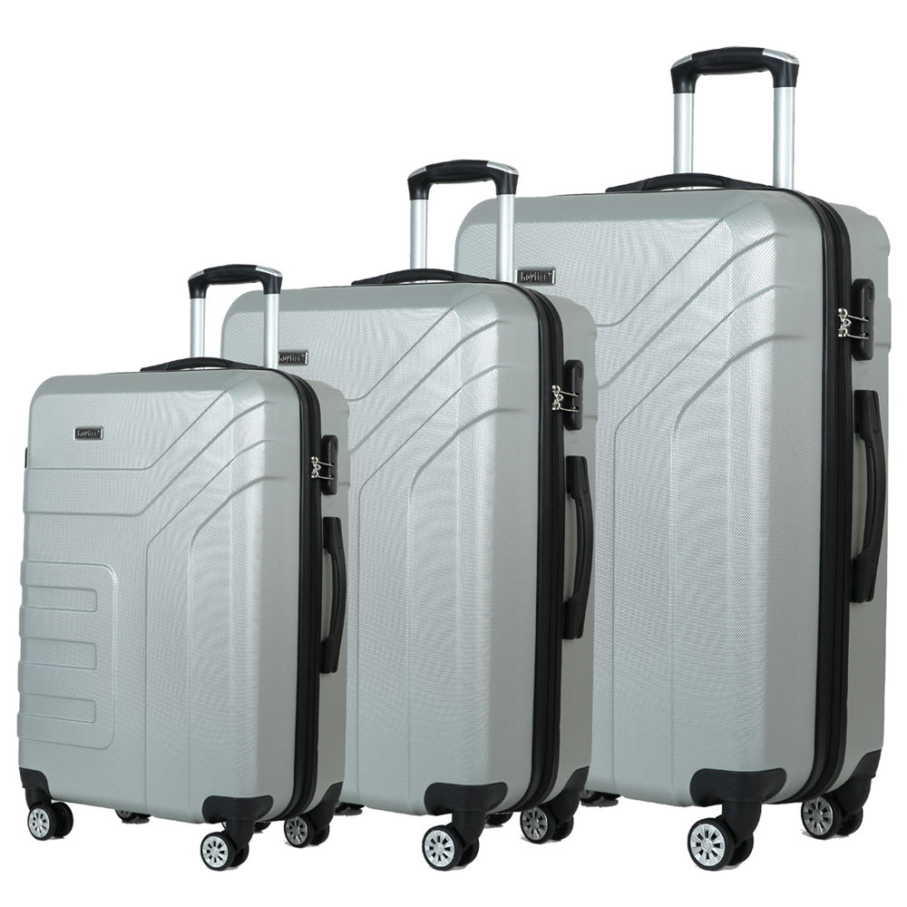 24 inch travel case from Chinese factory – silver+ABS material | suitable for short distance travel | scratch resistant and wear-resistant design