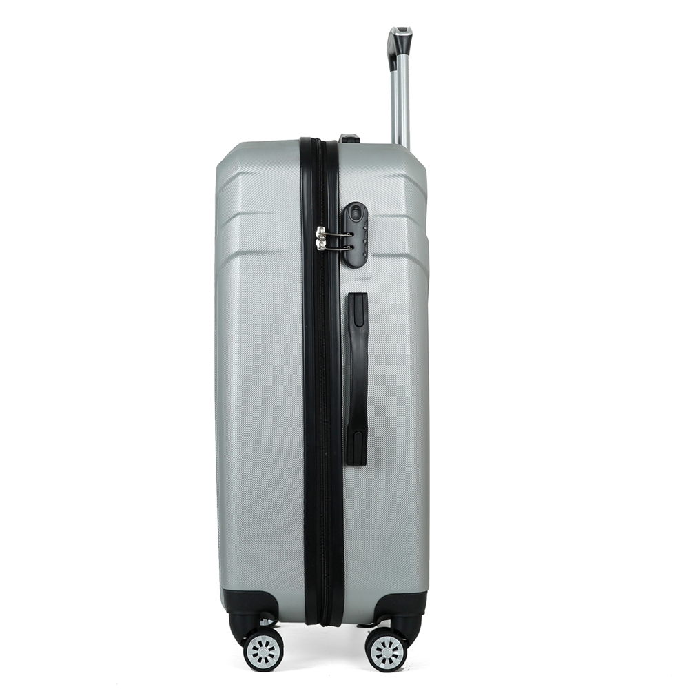 24 inch travel case from Chinese factory – silver+ABS material | suitable for short distance travel | scratch resistant and wear-resistant design
