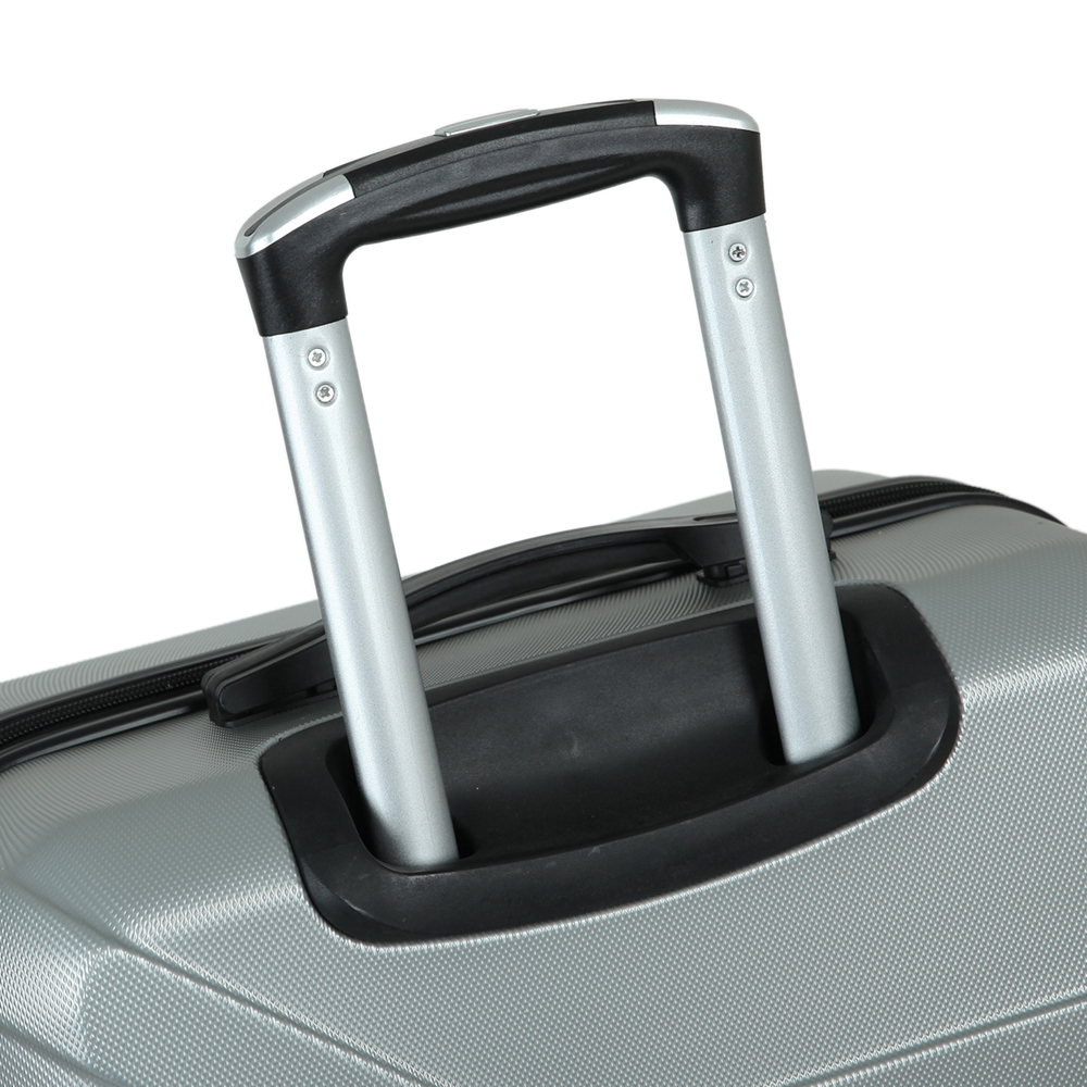 24 inch travel case from Chinese factory – silver+ABS material | suitable for short distance travel | scratch resistant and wear-resistant design