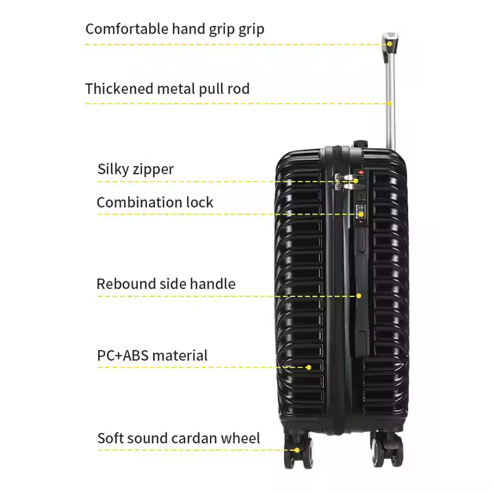 Portable black travel case with makeup bag | Advanced PC material | Password lock | Waterproof and scratch resistant | Suitable for business and vacation travel